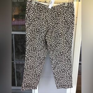 NEW Womens Animal, Leopard j crew cafe capri pants Sz  12 Cuffed Retails $118.00